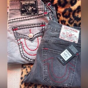 True Religion Gray Jeans with Red Accents